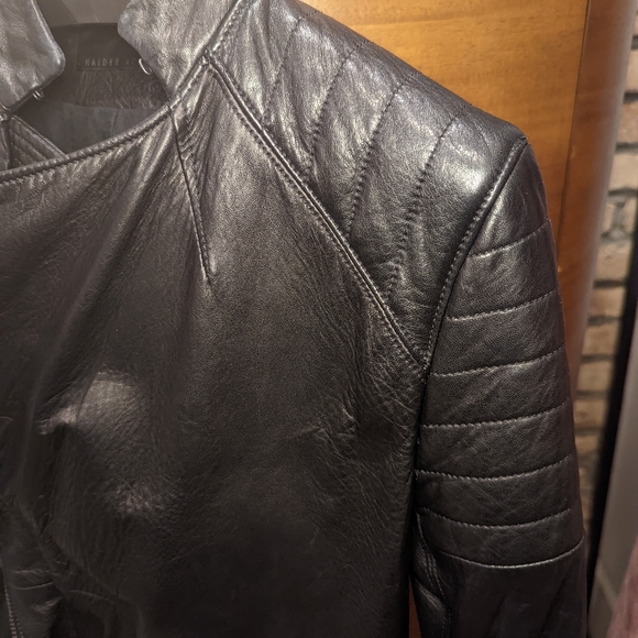 Haider Ackermann tumbled lamb skin leather biker jacket with asymmetric lapel. 0 - Picture 5 of 12